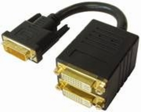 DVI-D 24+1 steker  naar 2x DVI-D 24+1 contra